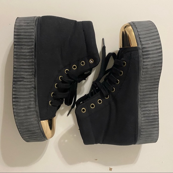 Jeffrey Campbell Hiya Gold Cap Platform High Tops - Picture 2 of 9